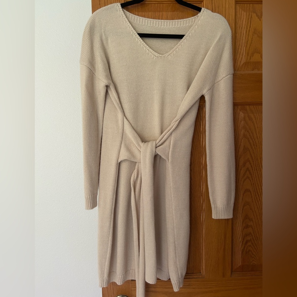 Cream Knit Sweater Dress